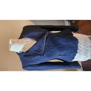 EUC J Crew Navy blue textured moto fringe blazer jacket 8 T fun